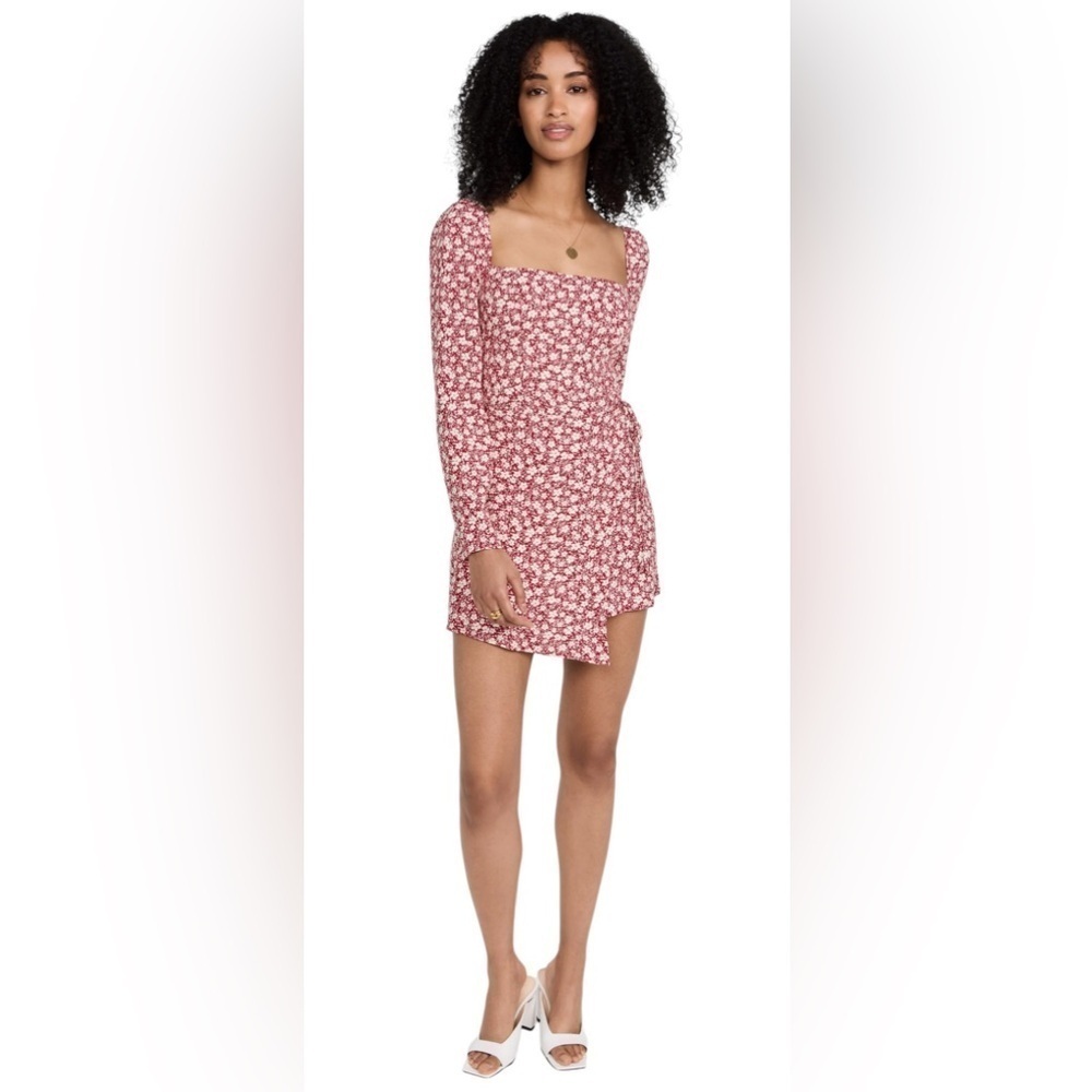 Reformation Rosalie Red White Floral Mini Dress Amaro Size 2